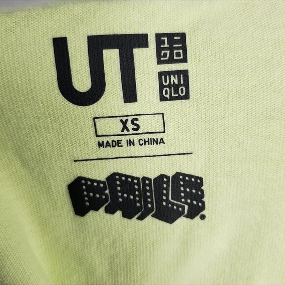 UNIQLO x FAILE neon yellow t-shirt urban walls short sleeve top unisex XS - Picture 4 of 7
